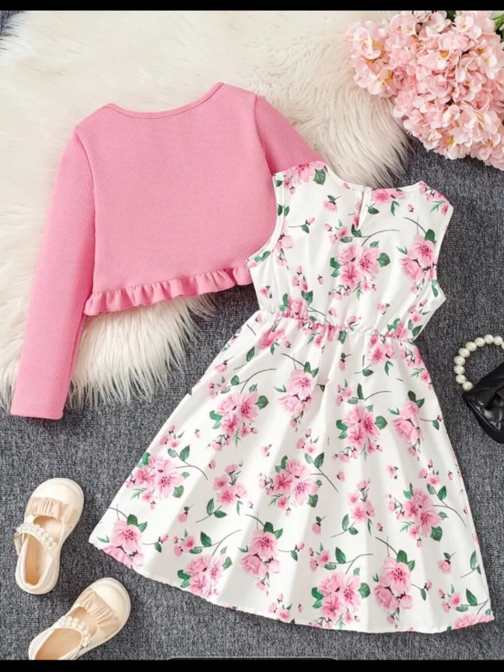 New Girls Toddler Pink Floral Sundress with Cardigan Sz 18-24M - Picture 2 of 8
